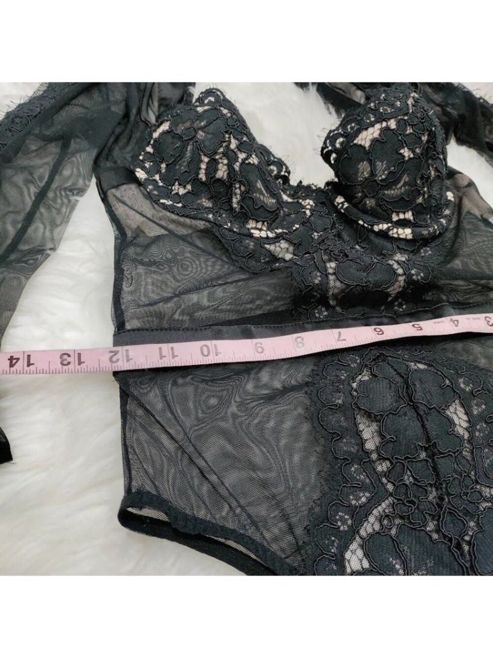 Victoria's Secret Sexy Black Sheer Size 34C Festival boho Sleeve Bodysuit Women' - Picture 10 of 11